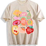 Short-sleeve Vintage Washed T-Shirt in Beige