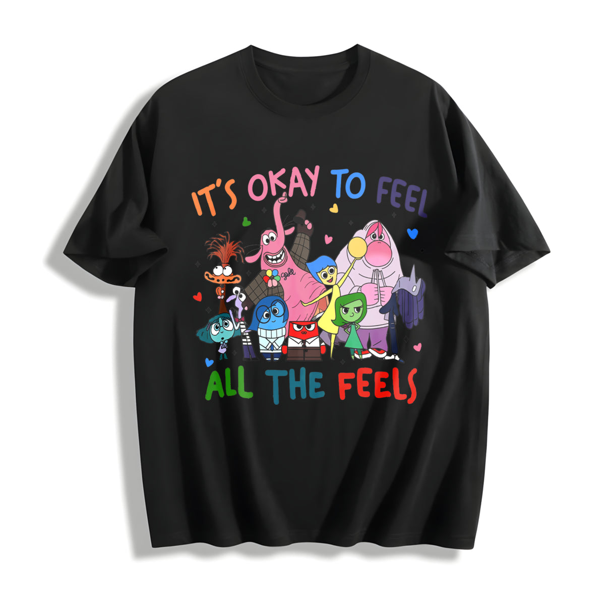 It's Okay to Feel All the Feels Cotton T-Shirt in Black