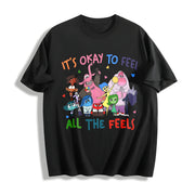 It's Okay to Feel All the Feels Cotton T-Shirt in Black