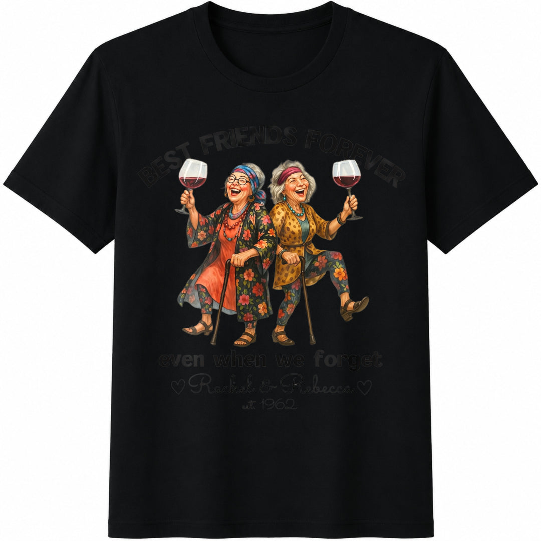 Personalized Best Friends Forever Cotton T-Shirt in Black