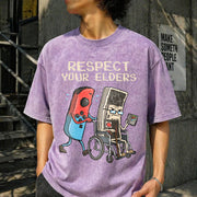 Respect Your Elders Vintage Washed T-Shirt in Purple