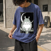 Forest Spirit Adventure Anime Vintage Washed T-Shirt in Blue