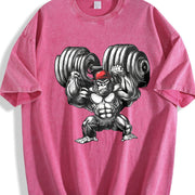 Gorilla Dumbbells Vintage Washed T-Shirt in Red