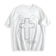 Cross Letter Cotton T-Shirt in White