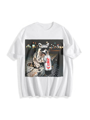 Raccoons Diet Coke Cotton T-Shirt in White