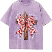 Thick Retro Vintage Washed T-Shirt in Purple