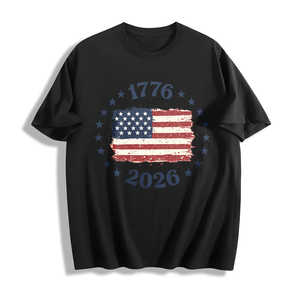 Made in America USA Flag Cotton T-Shirt in Black