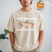 Fish Around and Find Trout Vintage Washed T-Shirt in Beige