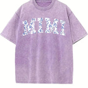 Floral MIMI Mother's Day Vintage Washed T-Shirt in Purple