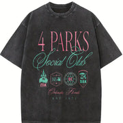 Retro 4 Park Social Club Orlando Florida Vintage Washed T-Shirt in Black
