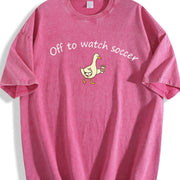 Off to Watch Soccer Goose vintage washed oversized T-shirt in Red