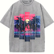 Distressed Stylish Vintage Washed T-Shirt in Gray