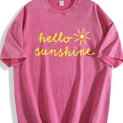 Hello Sunshine Sarcastic Novelty for Ladies Cute Ladies Vintage Washed T-Shirt in Red