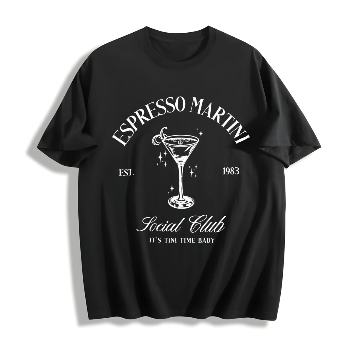 Espresso Martini Shoulder Cotton T-Shirt in Black