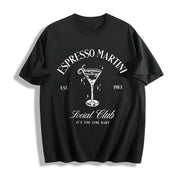 Espresso Martini Shoulder Cotton T-Shirt in Black