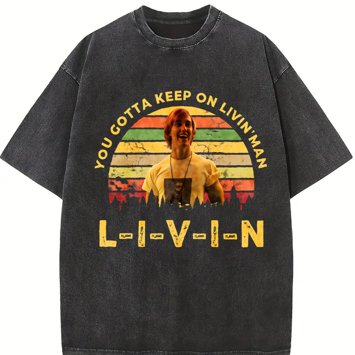 Dazed and Confused 1980s Movies TV Show Quote vintage washed oversized T-shirt in Black