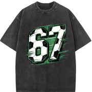 67 Soccer Vintage Washed T-Shirt in Black