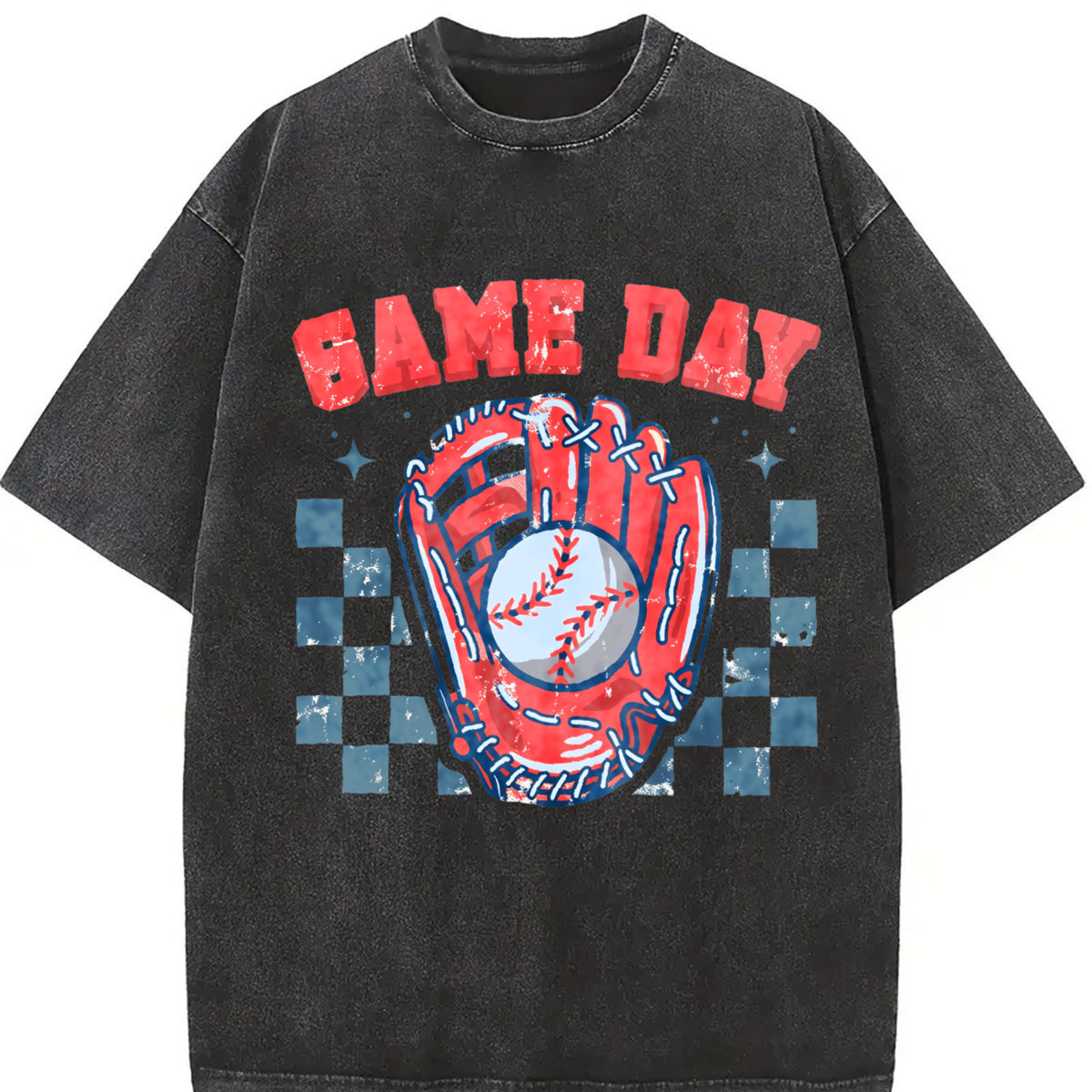 Charm for Game Day Vintage Washed T-Shirt in Black