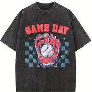 Charm for Game Day Vintage Washed T-Shirt in Black