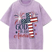Short-sleeve for Spring Vintage Washed T-Shirt in Purple