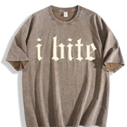 I Bite Vintage Washed T-Shirt in Brown