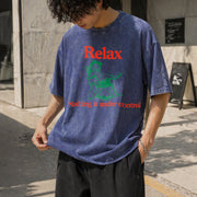 Relax Nothing Is Under Control Vintage Washed T-Shirt in Blue
