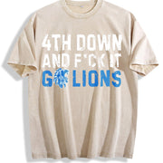 🏈 Go Lions! Touch Down Vintage Washed T-Shirt in Beige