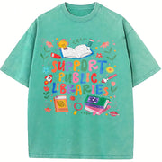Support Public Libraries Vintage Washed T-Shirt in Blue