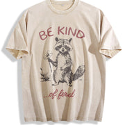 Be Kind Of Feral Racoon 100 Percent Mental Health vintage washed oversized T-shirt in Beige