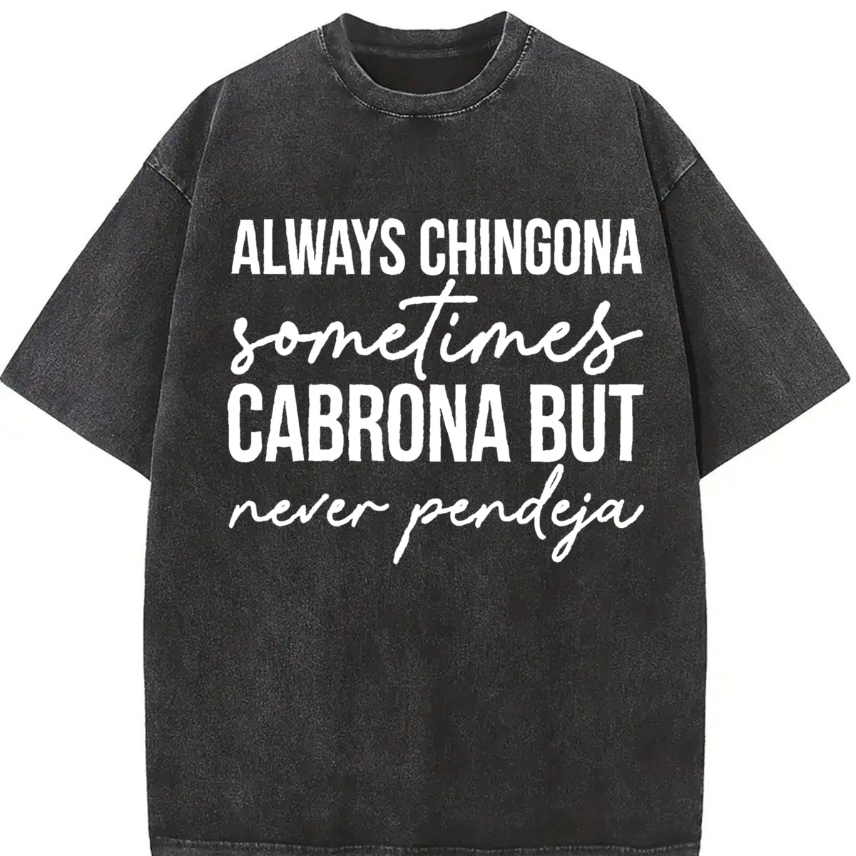 Short-sleeved Round-neck with a Mexican Vintage Washed T-Shirt in Black