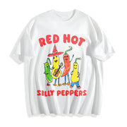 Red Hot Silly Peppers Cotton T-Shirt in White