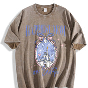 Youth and Adult Magic Kingdom Castle Coquette Bow vintage washed oversized T-shirt in Brown