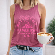 Patriotic 1776 Dont Tread on Me Snake Back Women's Color Cotton Tank Top in Red