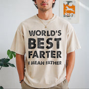 Cottonfather's Day Retro Dad World's Best Farter I Mean Vintage Washed T-Shirt in Beige