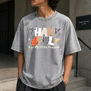 Thankful Teacher Fall Turkey Teacher Vintage Washed T-Shirt in Gray