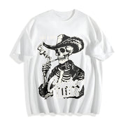 Cowboy Killers Skull Cowboy Cotton T-Shirt in White
