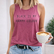 Black Is My Happy Colour Women's Color Cotton Tank Top in Red