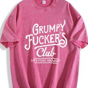 Grumpy F*ckers Club Sarcastic Novelty for Classic Vintage Washed T-Shirt in Red