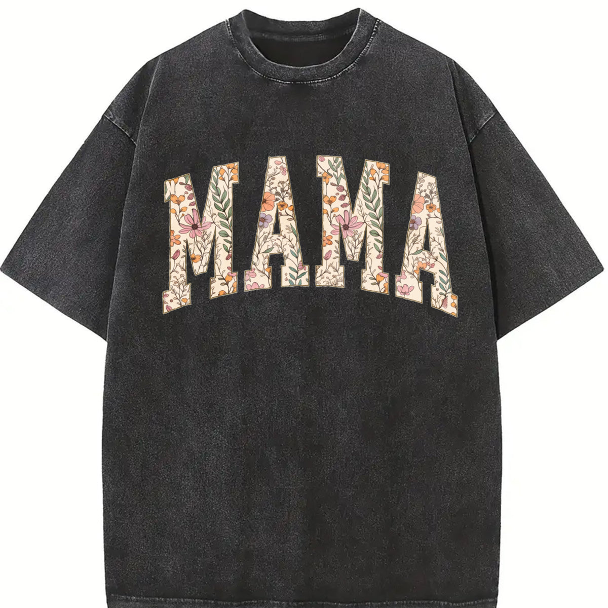 Mama Floral Mama Mothers Day vintage washed oversized T-shirt in Black