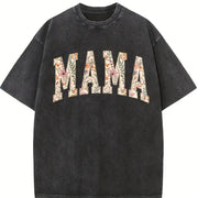Mama Floral Mama Mothers Day vintage washed oversized T-shirt in Black