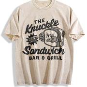 The Knuckle Sandwich Bar and Grill Vintage Washed T-Shirt in Beige
