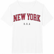 New York USA Cotton T-Shirt in White