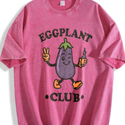 Eggplant Club Veggie Lover Retro Cartoon Vintage Washed T-Shirt in Red