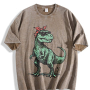 T-rex Bandana Sunglasses Vintage Washed T-Shirt in Brown