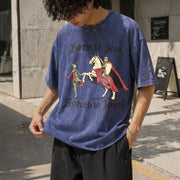 Born to Jest Forced to Joust Vintage Washed T-Shirt in Blue