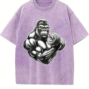 Gorilla Dumbbell Vintage Washed T-Shirt in Purple