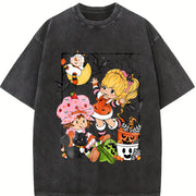 Rainbow Bright Brite Halloween 90s Halloween vintage washed oversized T-shirt in Black