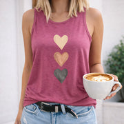 Three Hearts Women's Color Cotton Tank Top in Red