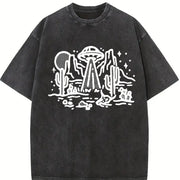 Retro UFO Desert 90s Vintage Washed T-Shirt in Black