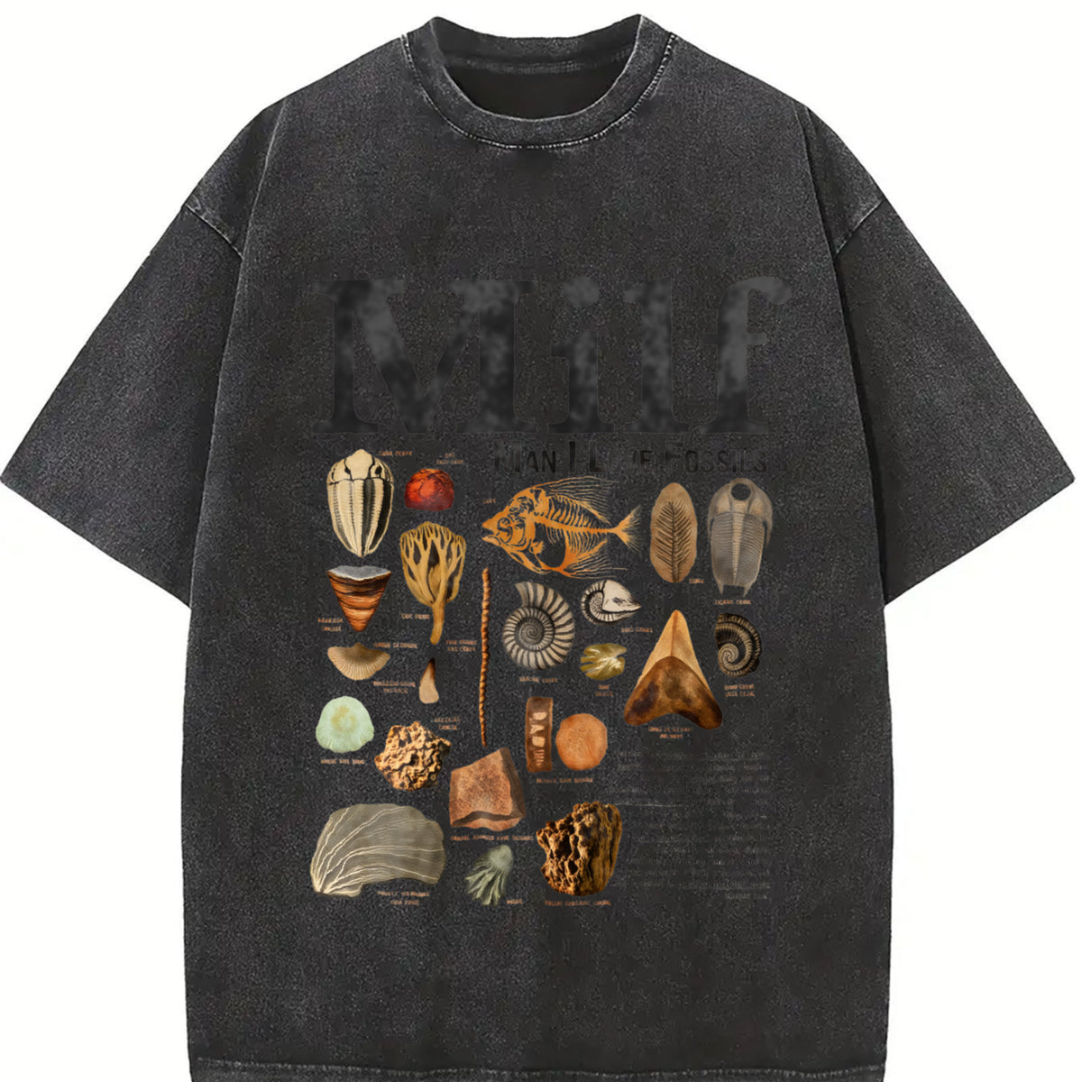 Man I Love Fossils Vintage Washed T-Shirt in Black